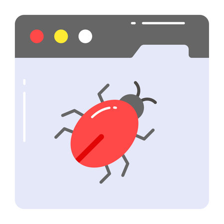 Bug on webpage showing concept vector of malicious websiteのイラスト素材