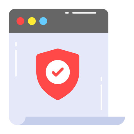 Safety shield on webpage denoting website security vector, premium iconのイラスト素材