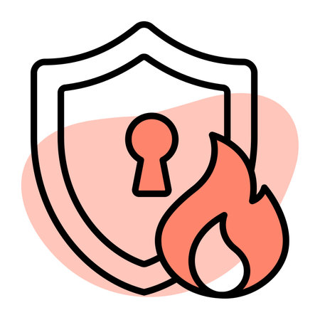 Protection shield with fire flame showing concept of fire protection vectorのイラスト素材