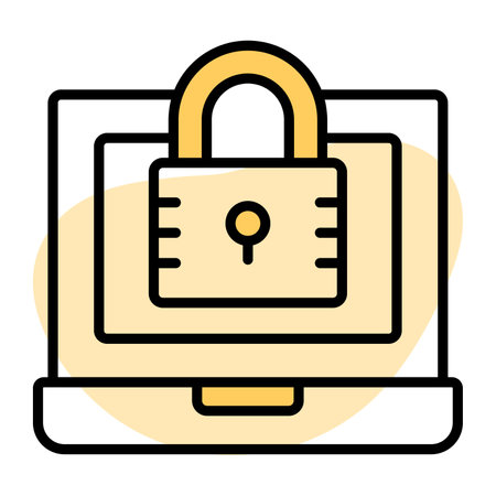 Padlock with laptop denoting vector of laptop security, premium iconのイラスト素材