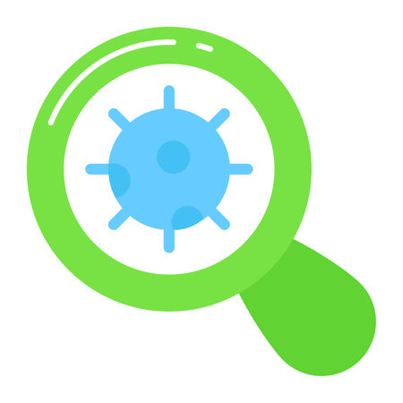Coronavirus symbol inside the magnifier concept of coronavirus research vectorのイラスト素材