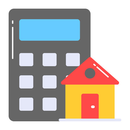 Home icon with calculator vector of home budget in modern styleのイラスト素材