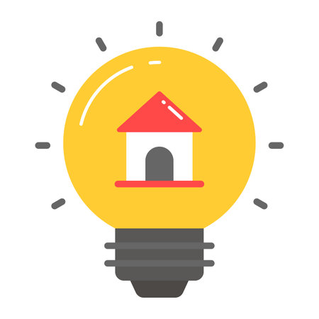 House inside light bulb denoting vector of home idea generationのイラスト素材