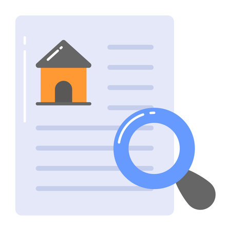 Home on page with magnifier showing vector design of house inspectionのイラスト素材
