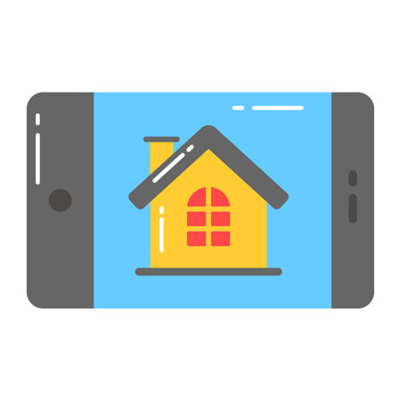 House with mobile showing design vector of real estate applicationのイラスト素材