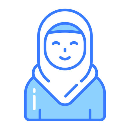 Girl wearing hijab showing concept of muslim girl iconsのイラスト素材