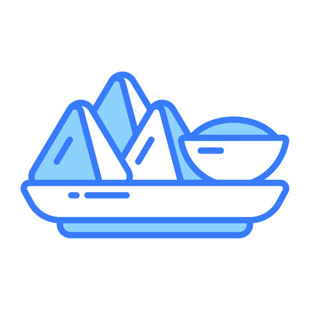 Grab this yummy samosa with sauce vector design,Traditional iftar mealのイラスト素材