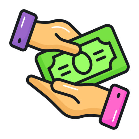 Giving money demonstrating zakat vector design, easy to use iconのイラスト素材