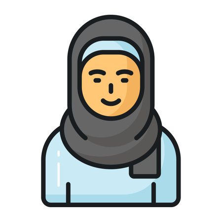 Woman wearing hijab showing vector of muslim woman, premium iconのイラスト素材