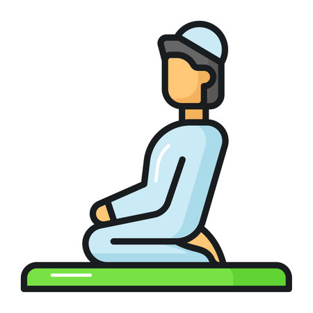 A muslim man offering salat, concept icon of praying namazのイラスト素材