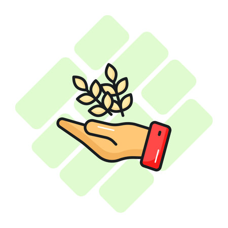 Grain on hand vector design of charity, modern vector of almsのイラスト素材