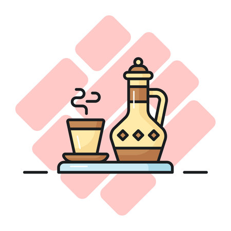 Antique teapot with glass vector design of vintage teapot, premium iconのイラスト素材