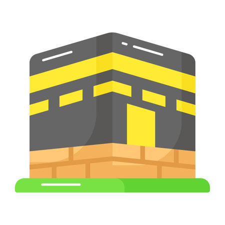 A holy place for muslims in arab, vector of kaaba in editable styleのイラスト素材