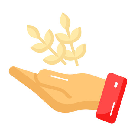 Grain on hand vector design of charity, modern vector of almsのイラスト素材