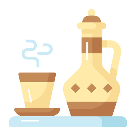 Antique teapot with glass vector design of vintage teapot, premium iconのイラスト素材