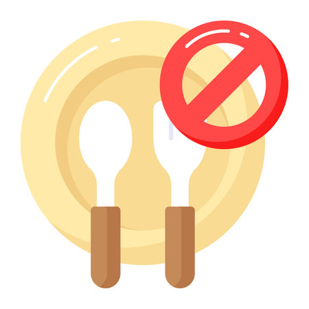 Prohibited sign on food utensils showing concept vector design of ramadan fastingのイラスト素材