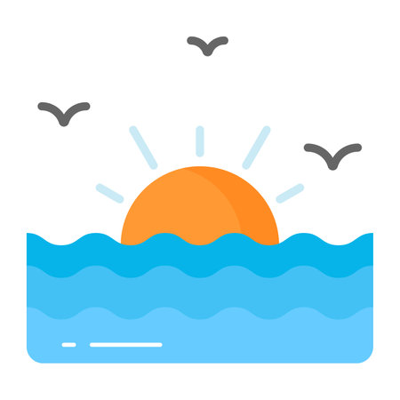 Beautifully designed vector of sunset in trendy style, premium iconのイラスト素材