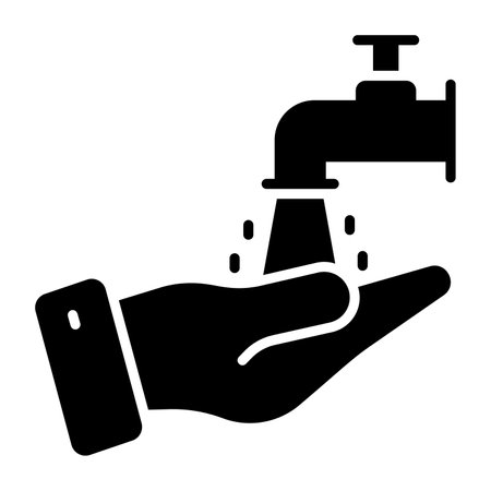 Hand with water tap showing concept of wudhu vector, easy to use iconのイラスト素材