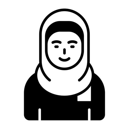 Woman wearing hijab showing vector of muslim woman, premium iconのイラスト素材