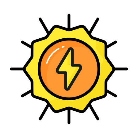 Carefully designed vector of solar energy, premium icon of solar powerのイラスト素材