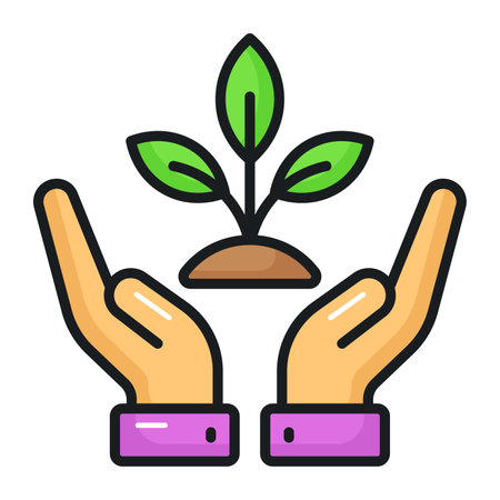 Have a look at this catchy vector design of eco care, premium icon of plant careのイラスト素材