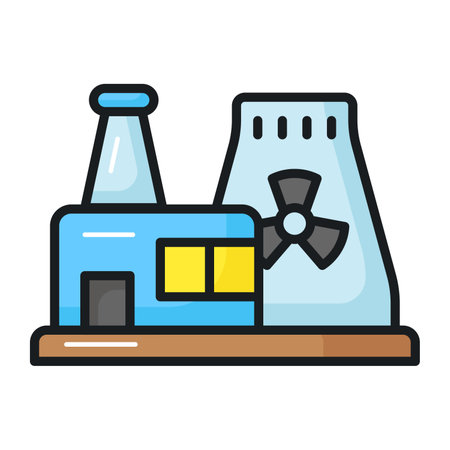 Power generation unit, editable design of nuclear power plant, energy unit icon design isolated on white backgroundのイラスト素材