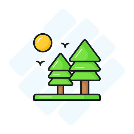 An amazing vector design of conifer tree in trendy style, landscape of trees, forest vectorのイラスト素材