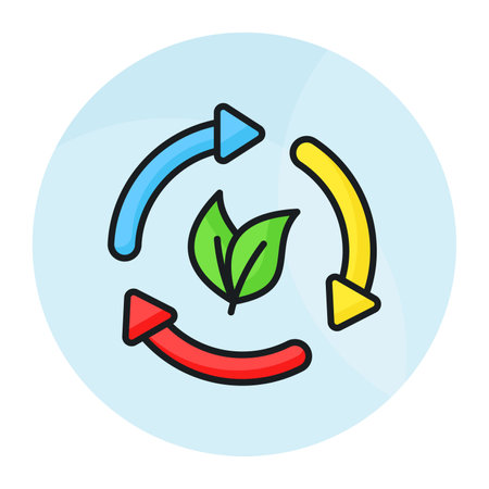 Leaves with recycling arrows showing concept icon of eco recycling, easy to use vectorのイラスト素材