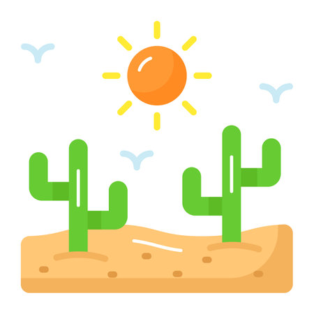 Desert vector design in trendy style, a natural landscape scene icon, isolated on white backgroundのイラスト素材