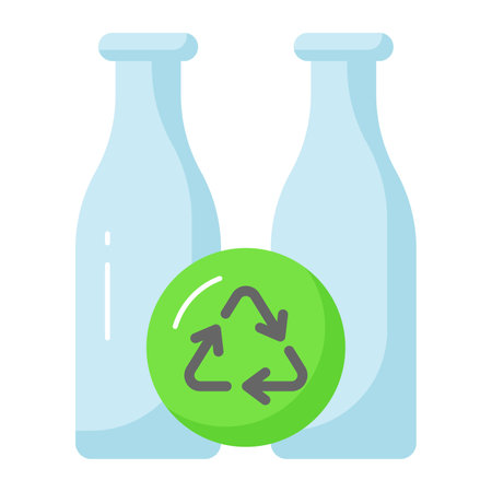 Recycling sign with bottles showing concept of bottles recycling in trendy styleのイラスト素材