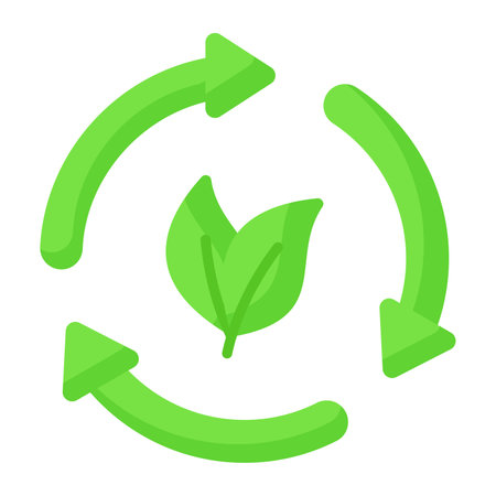 Leaves with recycling arrows showing concept icon of eco recycling, easy to use vectorのイラスト素材