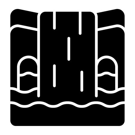 An amazing scene of waterfall in trendy style, waterfall over mountain representing scenery vectorのイラスト素材