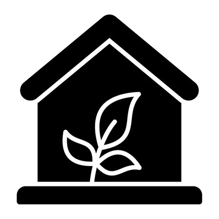 Leaves plant with home denoting concept icon of eco house, greenhouse vectorのイラスト素材