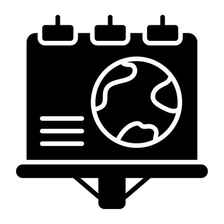 World globe on advertisement board denoting vector design of ecology advertisement in modern style, world earth day iconのイラスト素材