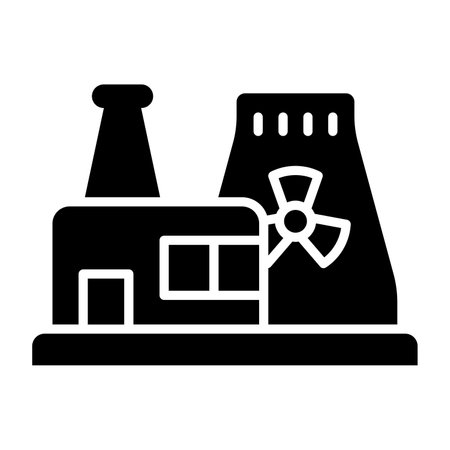 Power generation unit, editable design of nuclear power plant, energy unit icon design isolated on white backgroundのイラスト素材