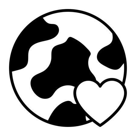 World globe with heart sign denoting icon of love earth in trendy style, international earth day vectorのイラスト素材