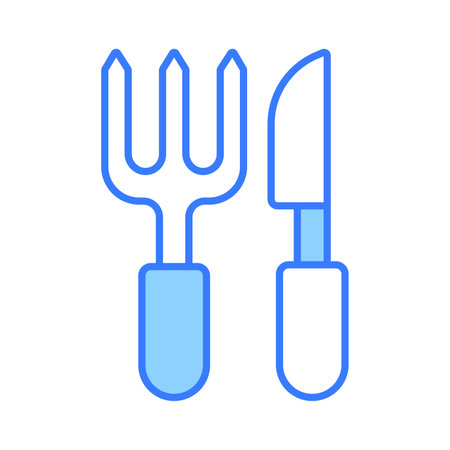 Vector of fork and knife showing kitchen utensils, icon of cutleryのイラスト素材