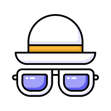 Grab this amazing icon of hat and glasses in trendy style, beach accessories vector designのイラスト素材