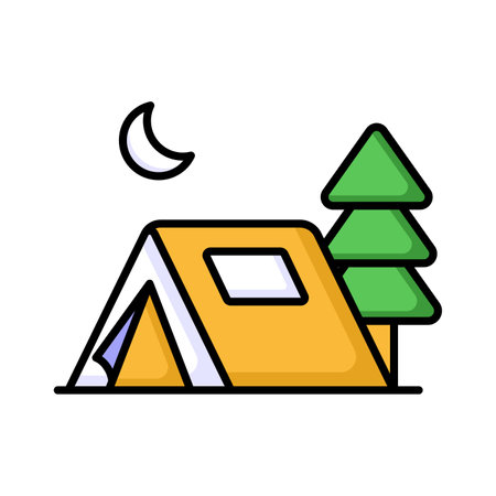 A temporary shelter made of fabric and designed for outdoor camping, providing protection from the elements and a place to sleepのイラスト素材