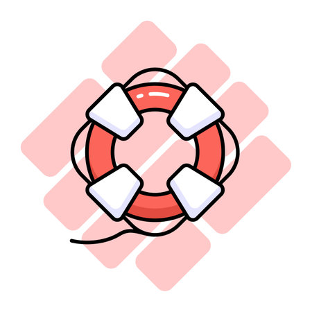 Lifebuoy icon in cute style isolated on white background, beautiful vector of lifeguardのイラスト素材