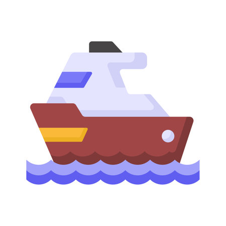 Motor yacht vector design, boat for sea traveling icon, luxury ship for trip or party in the oceanのイラスト素材