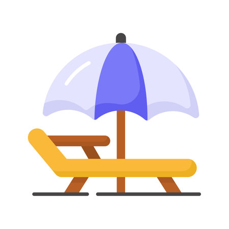 An icon of sunbed represents tanning or relaxation in the sun, premium vector designのイラスト素材