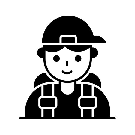A person wearing cap and backpack denoting vector of traveler in modern styleのイラスト素材