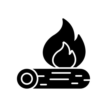 Campfire, burning bonfire, wood log with fire flame in editable designのイラスト素材