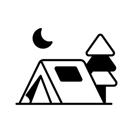 A temporary shelter made of fabric and designed for outdoor camping, providing protection from the elements and a place to sleepのイラスト素材