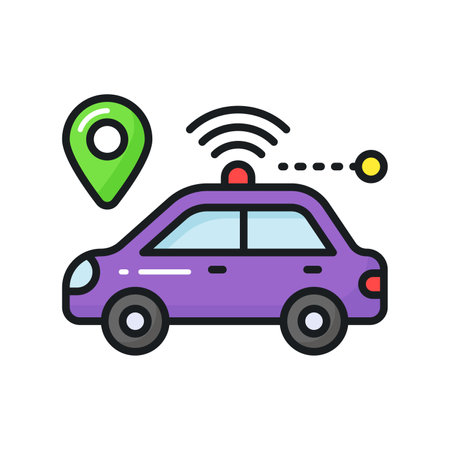 An icon of smart car, wifi connected automobile, ai automobile technology vectorのイラスト素材
