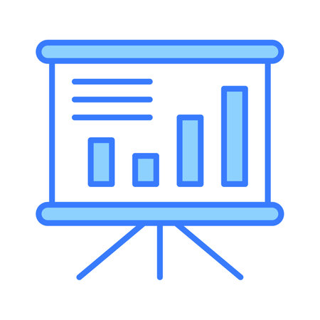 Bar chart on board denoting vector of presentation board in modern styleのイラスト素材