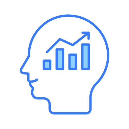 Bara chart inside human mind showing vector of mental growth in modern styleのイラスト素材