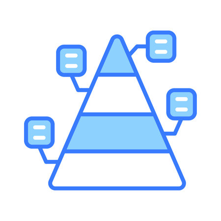 Triangle shape graph, vector design of pyramid of infographics, pyramid chart iconのイラスト素材