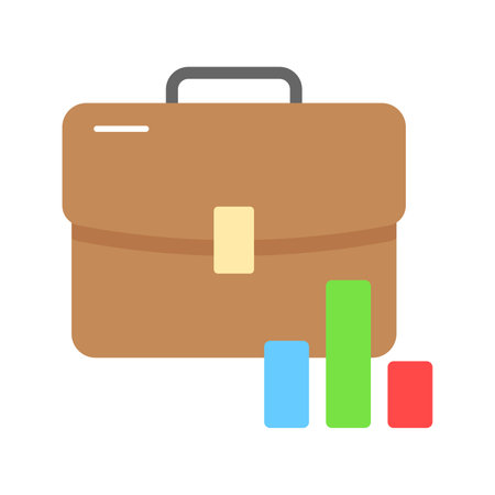 Bar chart with business bag depicting vector of business data analyticsのイラスト素材